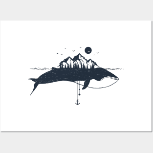 Whale And Mountains Posters and Art